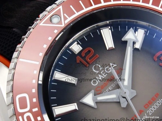 0313 Premium SEAMASTER PLANET OCEAN 6000M ULTRA DEEP 45.5MM SS TF 1:1 BEST EDITION GRAY DIAL ORANGE BEZEL ON RUBBER STRAP A 7761